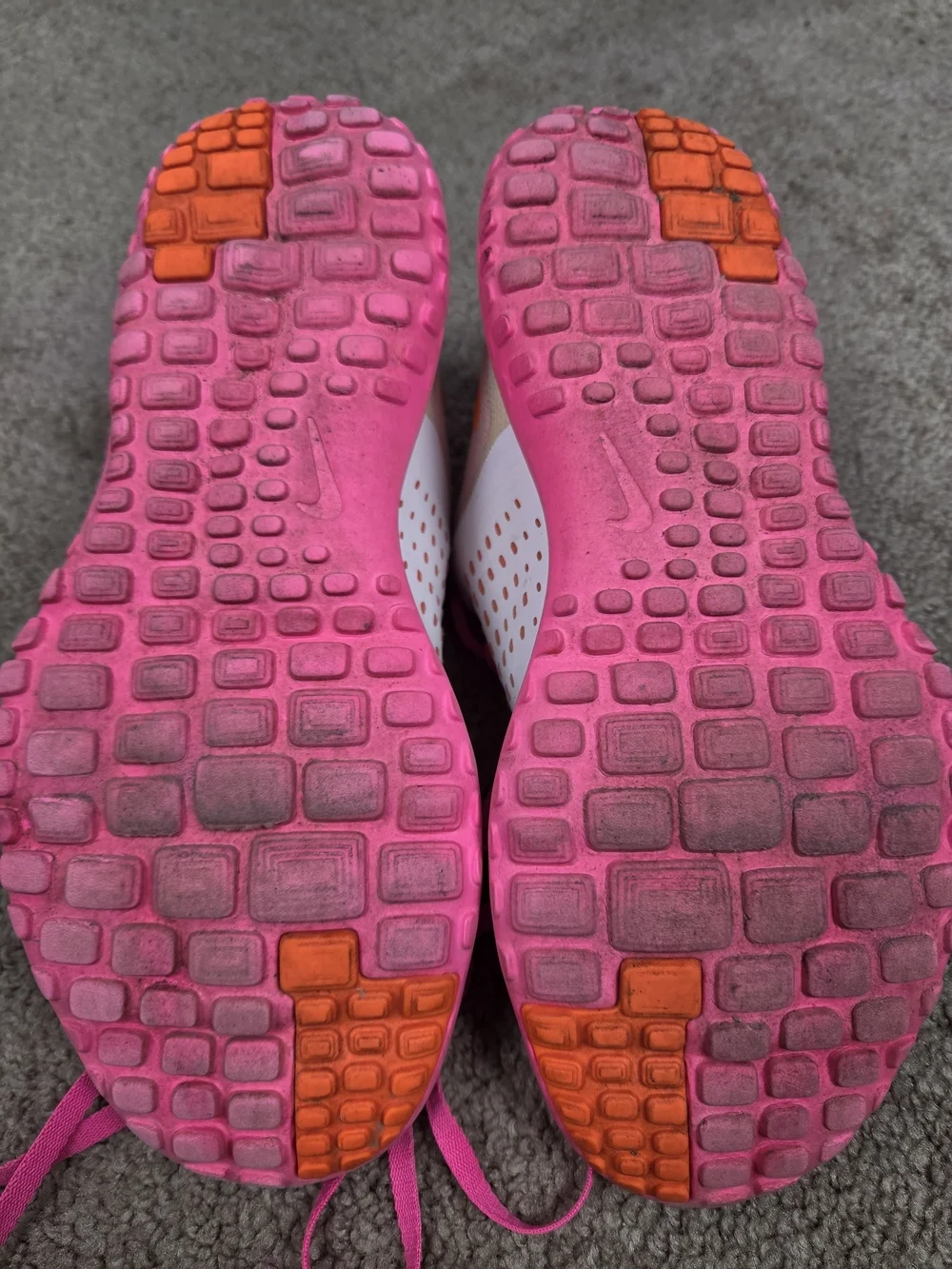 Nike Women's White Sneakers with Pink and Orange Accents - Picture 5 of 6